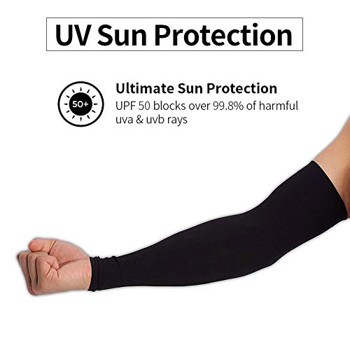 2 Pairs UV Protection Cooling Arm Sleeves, Sport Arm Compression Sleeves for Women and Men, for Arthritis, Lymphedema, Basketball, Football, Cycling, Outdoor Activities
