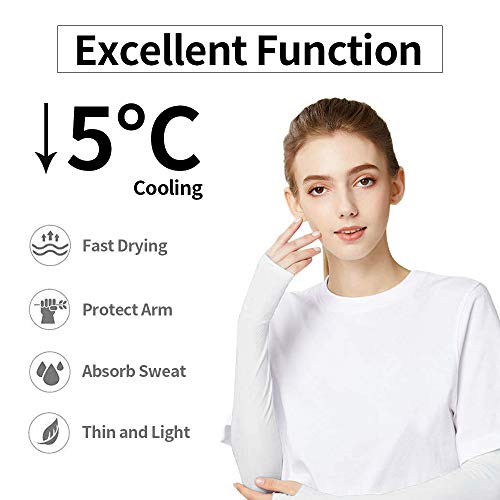 2 Pairs UV Protection Cooling Arm Sleeves, Sport Arm Compression Sleeves for Women and Men, for Arthritis, Lymphedema, Basketball, Football, Cycling, Outdoor Activities