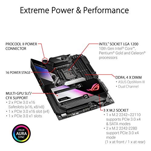 ASUS ROG Maximus XII Formula Intel Z490 LGA 1200 ATX Gaming Motherboard (16 Power Stages, DDR4 4700, EK CrossChill III, Wi-Fi 6, 10 Gbps LAN, Intel 2.5 GB LAN, Triple M.2, OptiMem III, Aura Sync)