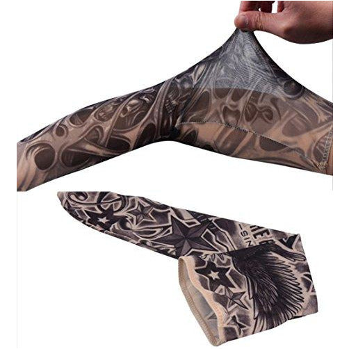 18.1x2.9x4.7 5pcs Unisex Dark Set Elastic Slip on Fake Temporary Tattoo Sleeves Body Art Arm Sunscreen Cover up Stockings Accessories for Men and Women Outdoor Sport Cycling Driving Runnig Climbing